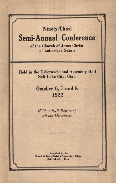 Music from October 1922 General Conference (1922)