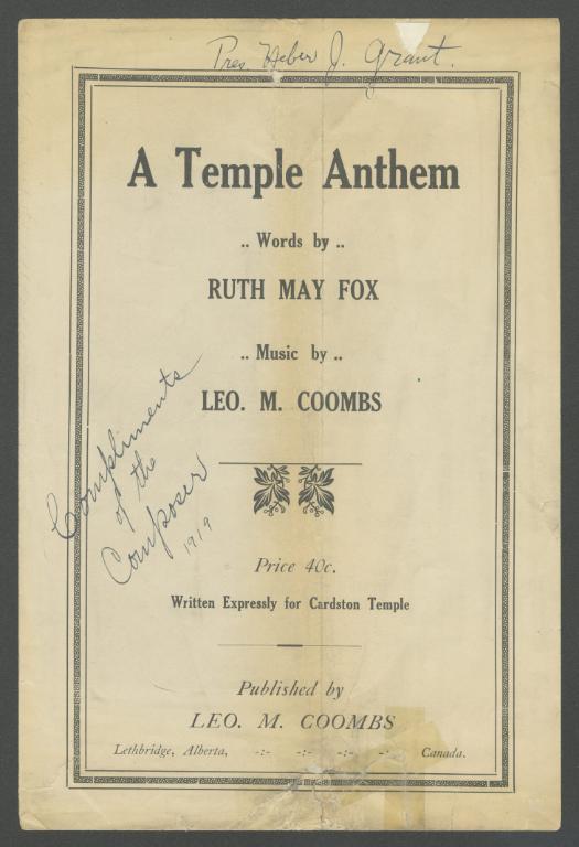 Temple Anthem (Cardston Temple) (1919)