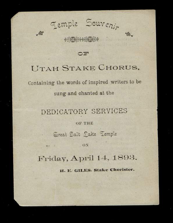 Temple Souvenir of Utah Stake Chorus (1893)