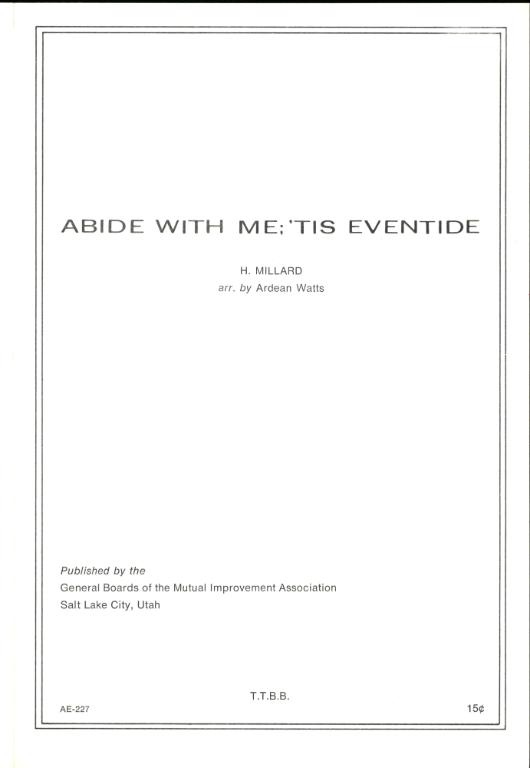 Abide with Me; ’Tis Eventide (TTBB)