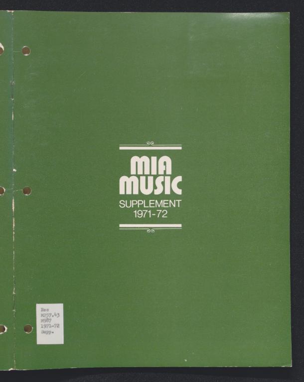 MIA Music Supplement, 1971–1972