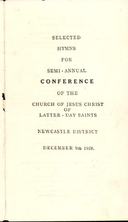 Selected Hymns for Semi-Annual Conference (Newcastle District) (1928)