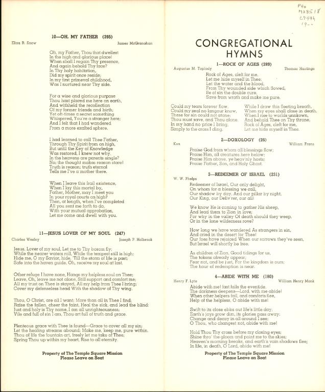 Congregational Hymns (Temple Square Mission)