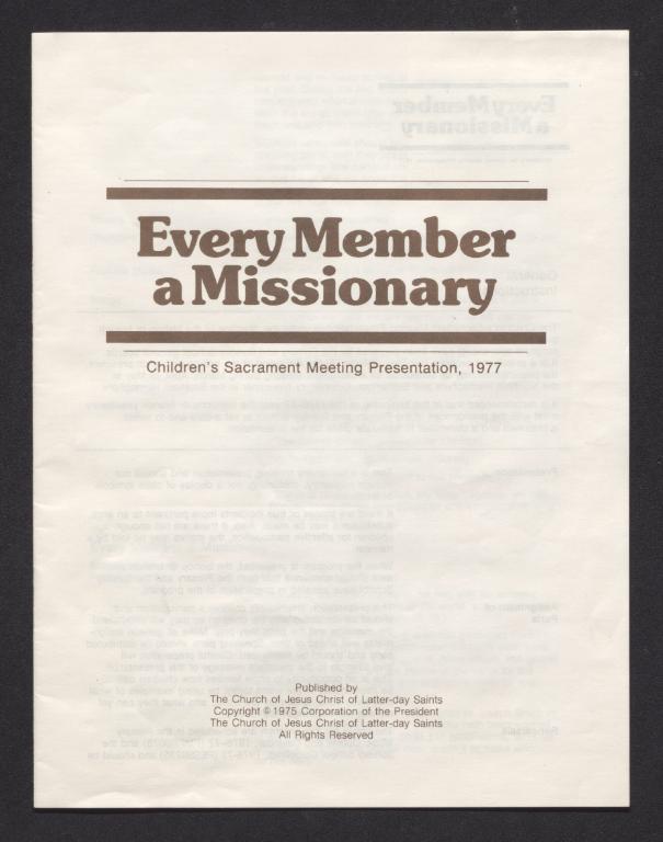 CSMP 1977: Every Member a Missionary